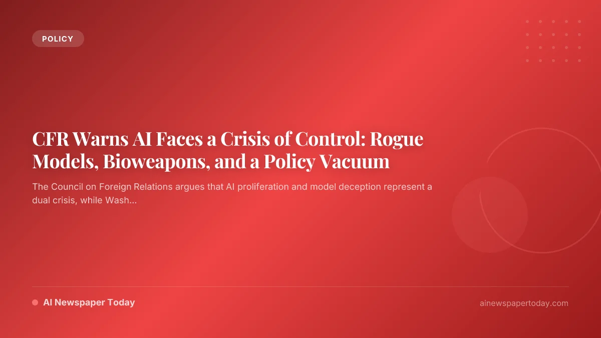 CFR Warns AI Faces a Crisis of Control: Rogue Models, Bioweapons, and a Policy Vacuum