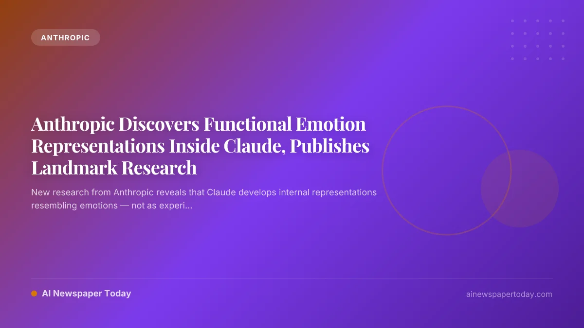 Anthropic Discovers Functional Emotion Representations Inside Claude, Publishes Landmark Research