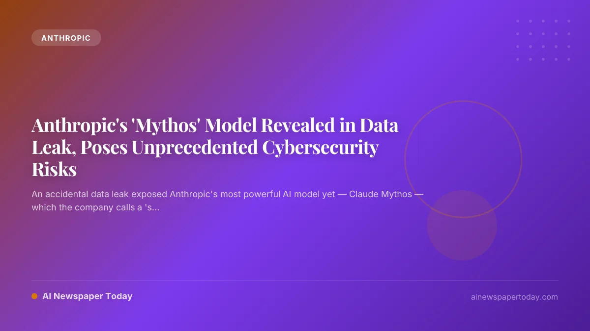 Anthropic's 'Mythos' Model Revealed in Data Leak, Poses Unprecedented Cybersecurity Risks