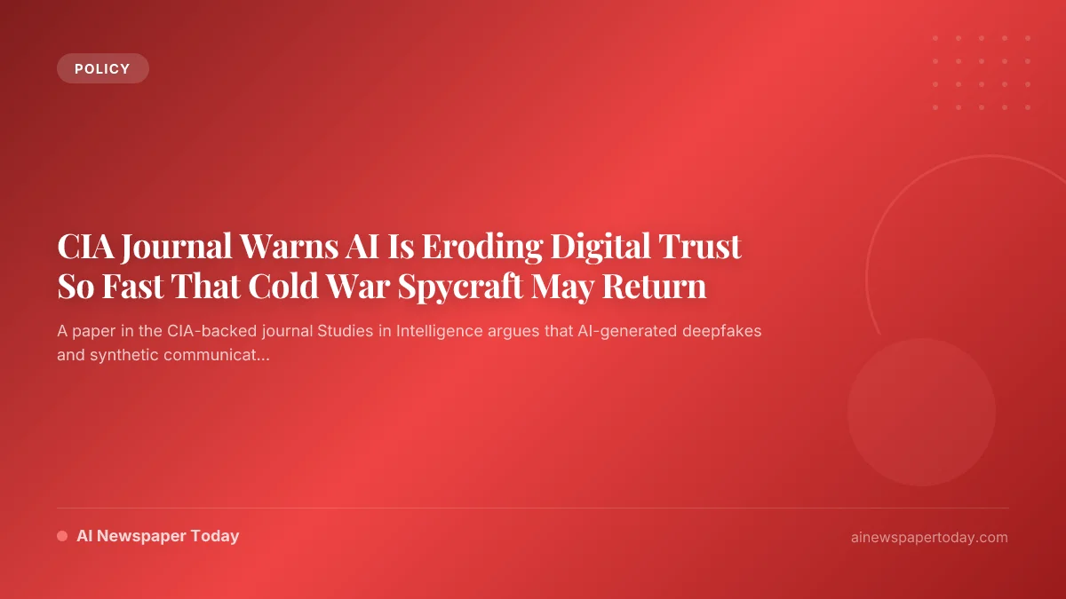 CIA Journal Warns AI Is Eroding Digital Trust So Fast That Cold War Spycraft May Return