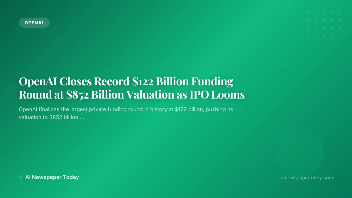 OpenAI Closes Record $122 Billion Funding Round at $852 Billion Valuation as IPO Looms