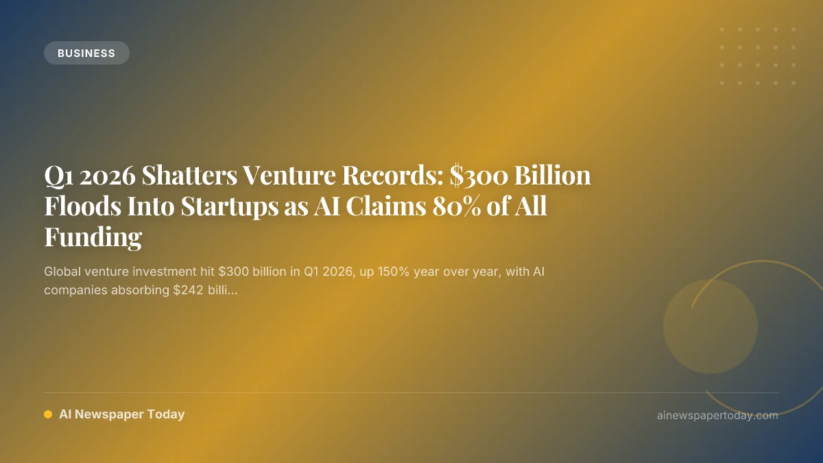 Q1 2026 Shatters Venture Records: $300 Billion Floods Into Startups as AI Claims 80% of All Funding